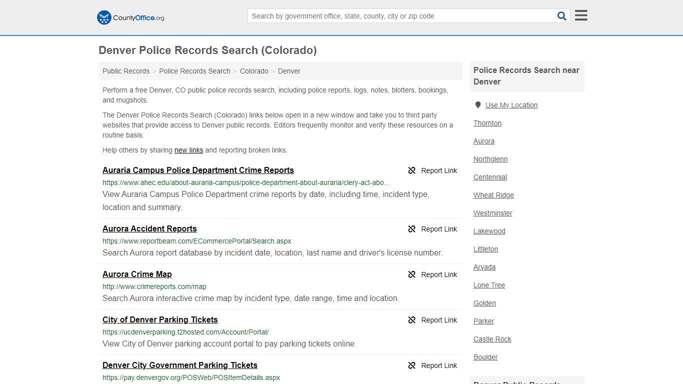 Police Records Search - Denver, CO (Accidents & Arrest Records)